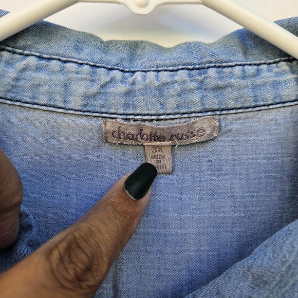 Charlotte Russe Blue Denim Shirt - Picture 3 of 7